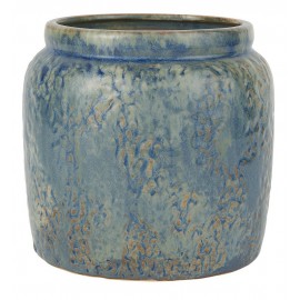 Alter Keramikpflanzer mit blauer Patina IB Laursen