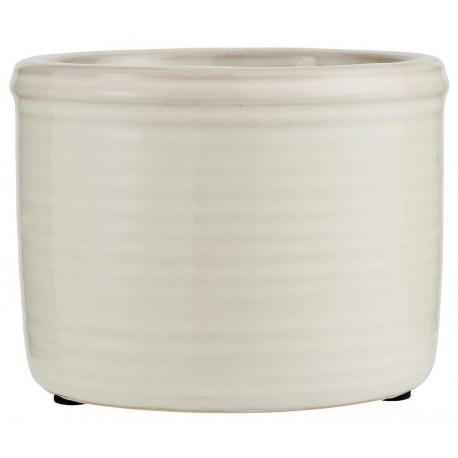 Petit cache-pot blanc céramique émaillée rainuré IB Laursen