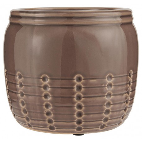 Cache-pot décoratif céramique émaillé craquelé IB Laursen taupe
