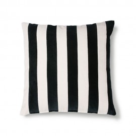 hk living coussin carre velours rayures noir et blanc 50 x 50 cm