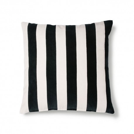 Coussin carré velours rayures noir blanc HK Living