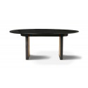 hk living table basse ronde noire bois cannage rotin d 80 cm