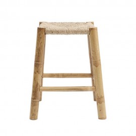 Tabouret bois bambou naturel jonc de mer House Doctor Kalyan