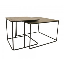 hk living 2 tables basses gigognes carrees metal laiton noir