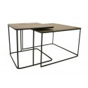 hk living 2 tables basses gigognes carrees metal laiton noir