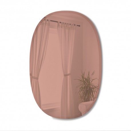 umbra bevy grand miroir ovale biseaute mural teinte rose cuivre