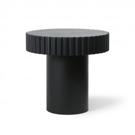 Table d'appoint bout de canapé ronde bois HK Living Pillar noir