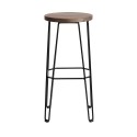 muubs tabouret de bar epure rond metal bois chene teinte fonce