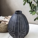 house doctor aljeco grand vase noir gres lignes graphiques