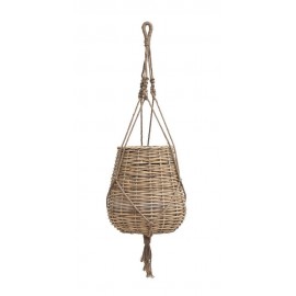 Hängender Pflanzenhalter aus geflochtenem Rattan und Jute von House Doctor Woven