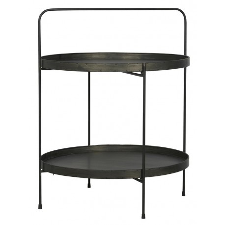 table d appoint ronde metal industriel noir 2 plateaux ib laursen