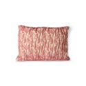 hk living coussin tisse jacquard motif fleuri plisse rose rouge