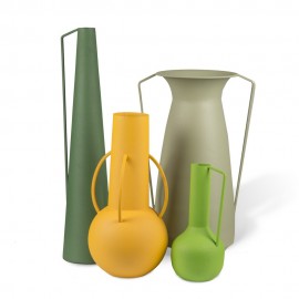 pols potten roman set de 4 vases contemporains metal peint vert jaune