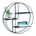 etagere ronde murale metal noir zeller