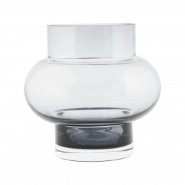 Niedrige Vase aus grauem Rauchglas von House Doctor Forms