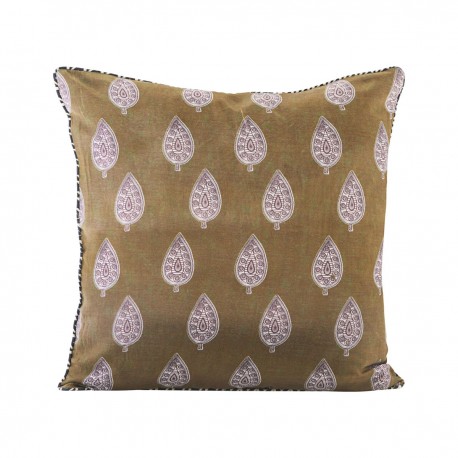 house doctor housse de coussin motif parsley toucher doux moutarde