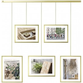 cadre photos suspendu multiple 5 cadres laiton umbra exhibit