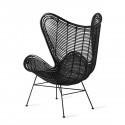 hk living egg chair fauteuil lounge design rotin noir