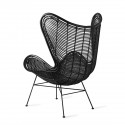 Fauteuil lounge design rotin HK Living Egg Chair noir