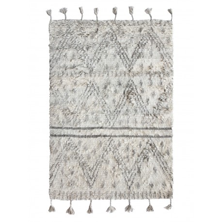 hk living tapis style berbere noir blanc franges 120 x 180 cm
