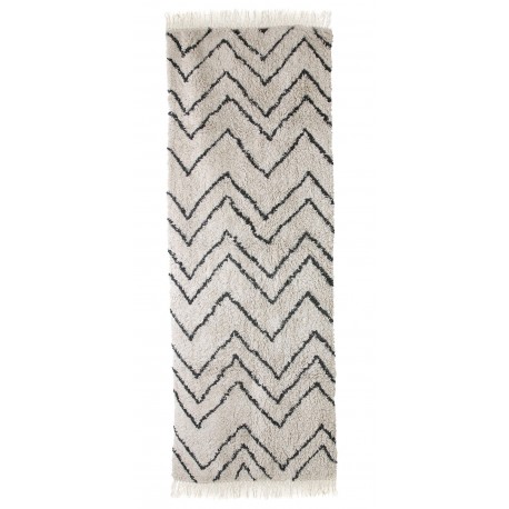 hk living tapis de couloir style berbere motif zig zag noir blanc