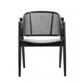 nordal chaise lounge style classique bois rotin tresse noir
