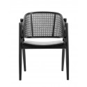 Chaise lounge style classique bois rotin tressé Nordal Wicky noir