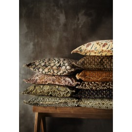 housse de coussin coton imprime franges jaune moutarde madam stoltz