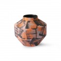 hk living vase design ceramique brossee orange noir