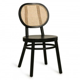 hk living retro chaise ronde bois noir rotin tresse