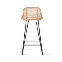 hk living tabouret de bar rotin nature metal noir