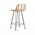 hk living tabouret de bar rotin nature metal noir