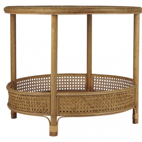 Table basse ronde rotin tresse style rétro IB Laursen