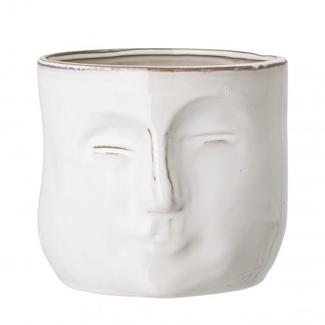 bloomingville cache pot masque visage gres blanc