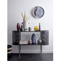 bloomingville table console design arrondi rangement metal perfore noir