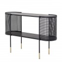 bloomingville table console design arrondi rangement metal perfore noir