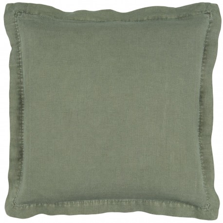 housse de coussin carre lin vert kaki ib laursen