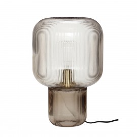 hubsch lampe de table design verre strie fume gris