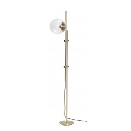 hubsch lampadaire de salon art deco metal dore laiton sphere verre