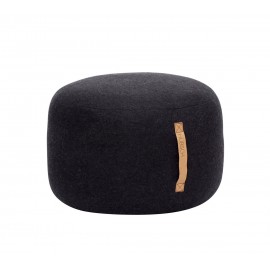 Pouf rond design laine Hübsch noir