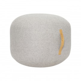 Pouf en laine tissu à chevrons poignée cuir Hübsch gris