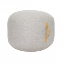 hubsch pouf gris laine tissu a chevrons poignee cuir 700806