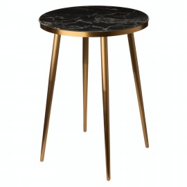 pols potten table bout de canape ronde effet marbre noir metal dore