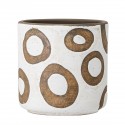 bloomingville cache pot terre cuite blanc motif cercles