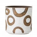 Cache-pot terre cuite motif cercles Bloomingville blanc