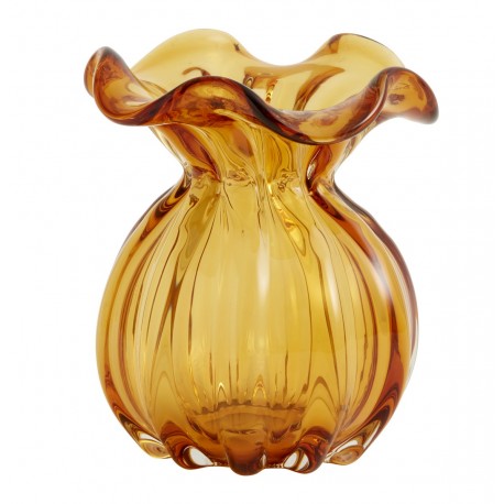 Vase jacinthe verre soufflé plissé Nordal Kataja S ambre