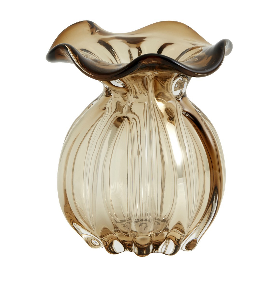 vase verre plisse jacinthe brun style retro vintage nordal kataja