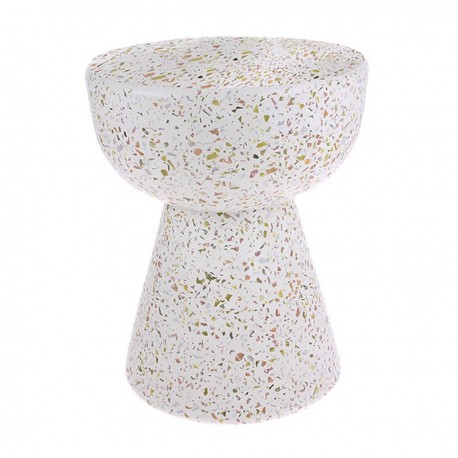 hk living bout de canape rond terrazzo blanc