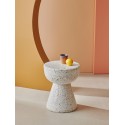 hk living bout de canape rond terrazzo blanc