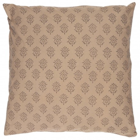 ib laursen housse de coussin carre coton imprime marron clair